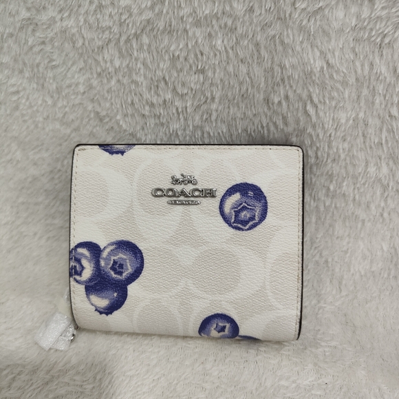 Coach Handbags - Snap Wallet In Signature Canvas With Blueberry Print